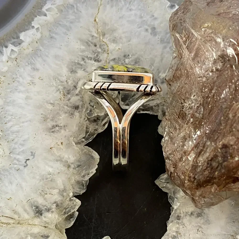 Native American Sterling Silver Bumblebee Jasper Mini Bar Ring Size 8 For Women - Picture 6 of 10